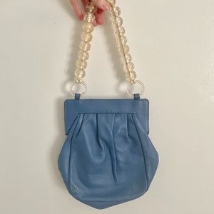 Maryam Nassir Zadeh Glow Purse | blue leather bag beaded handle MNZ